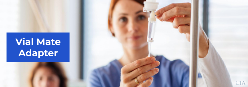 Nurse using a vial mate adapter