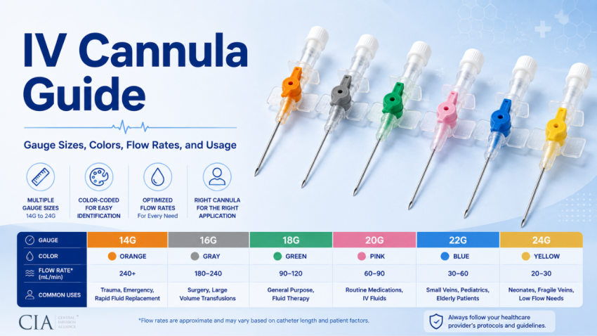 IV Cannula Gauge Sizes, Colors, Flow Rates